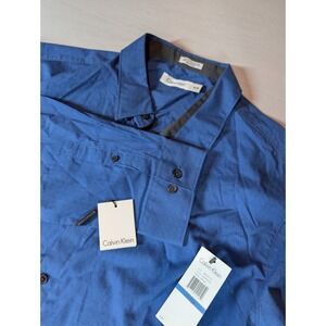 Calvin Klein Men's Blue Textured Slim Fit Long Sleeve Dress Shirt XL